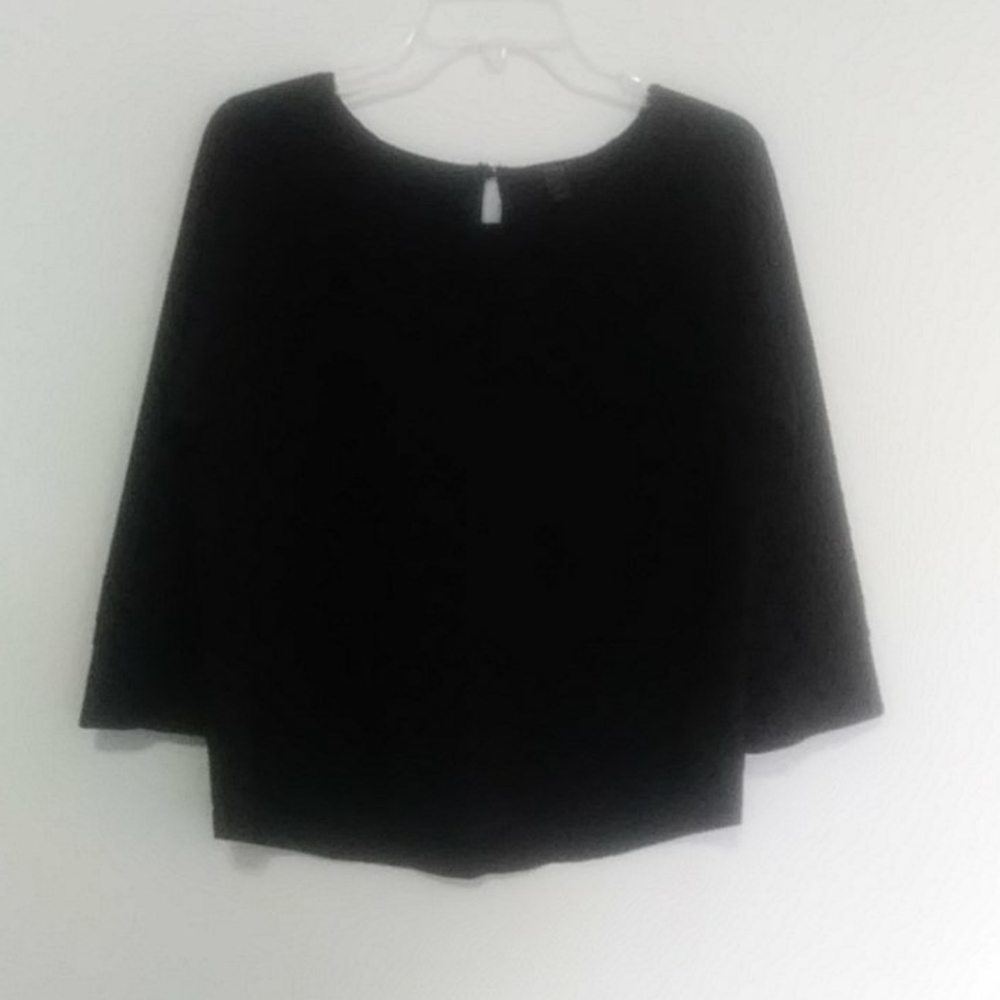 J Crew texture black 3/4 sleeve. Holiday blouse